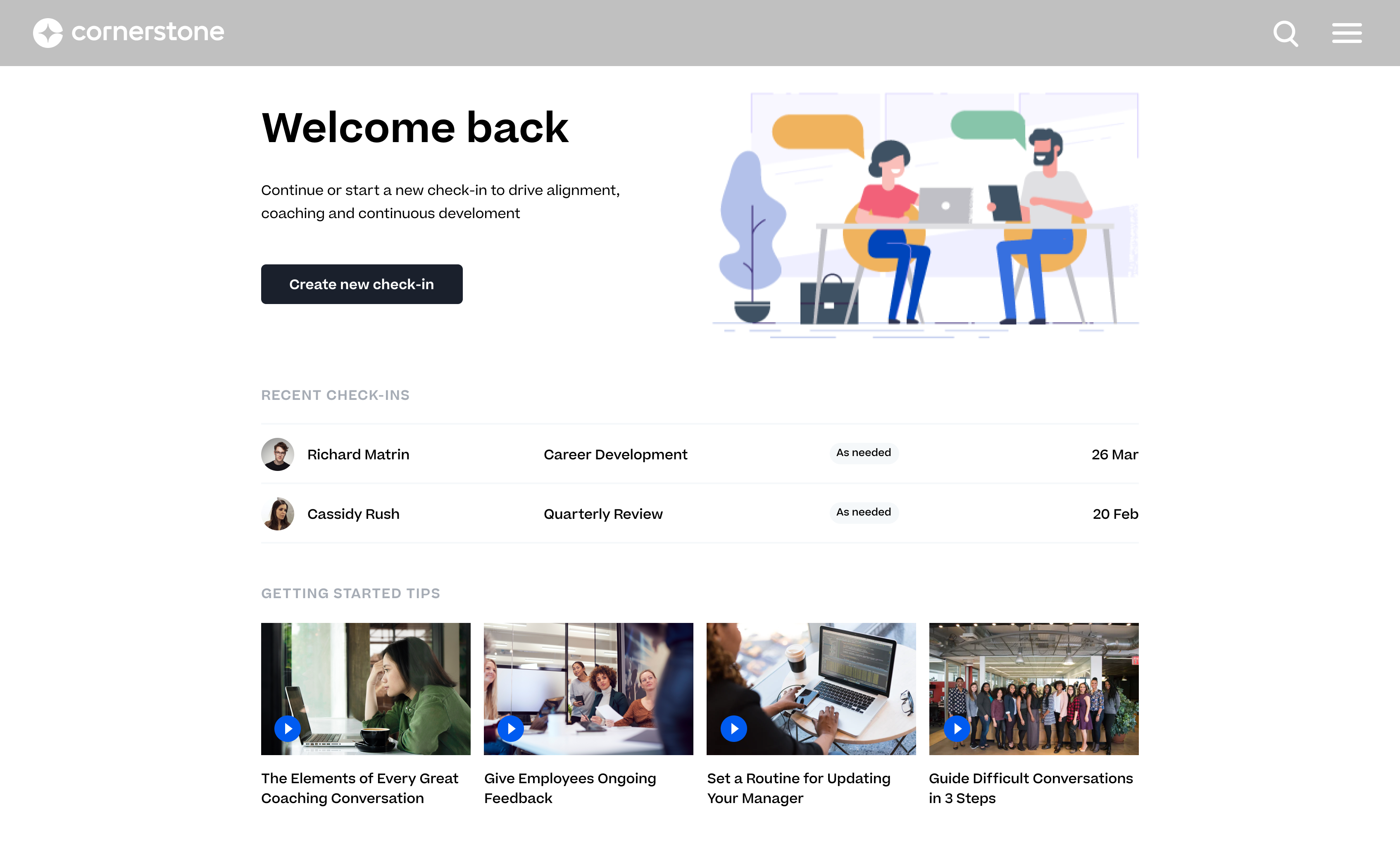 screenshot of Cornerstone Performance